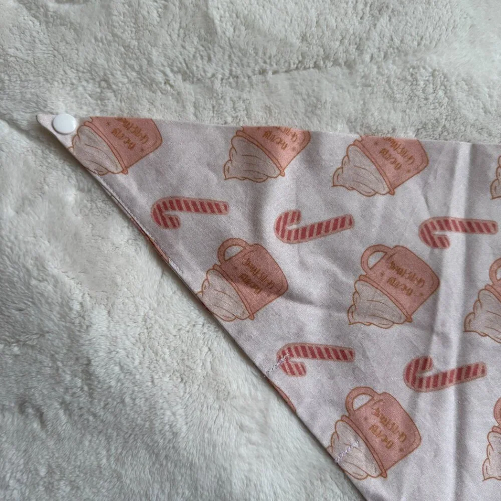 NWT Loic by Design Christmas Dog Bandana with Candy Canes, Pink + Red, Size M